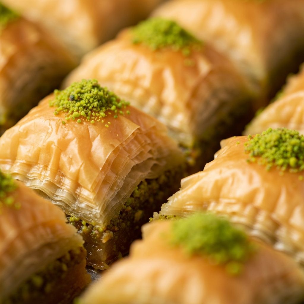 Pistachio baklava close-up