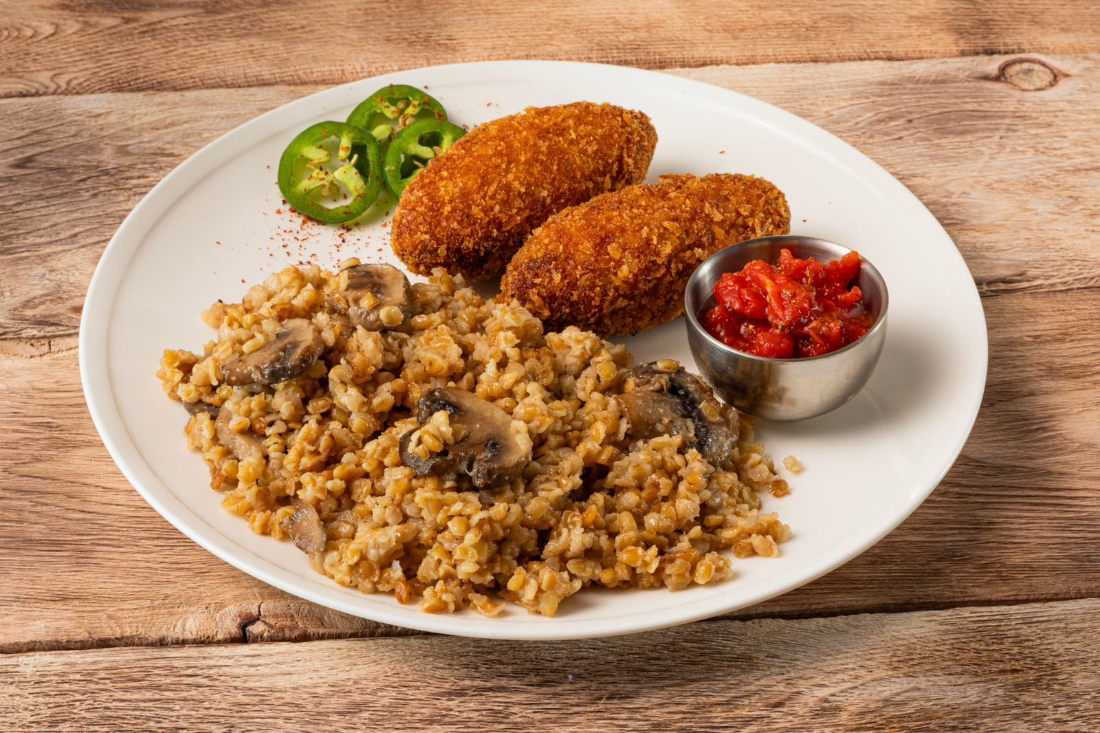 Kievsky Cutlet With Bulgar Mushroom Pilaf
